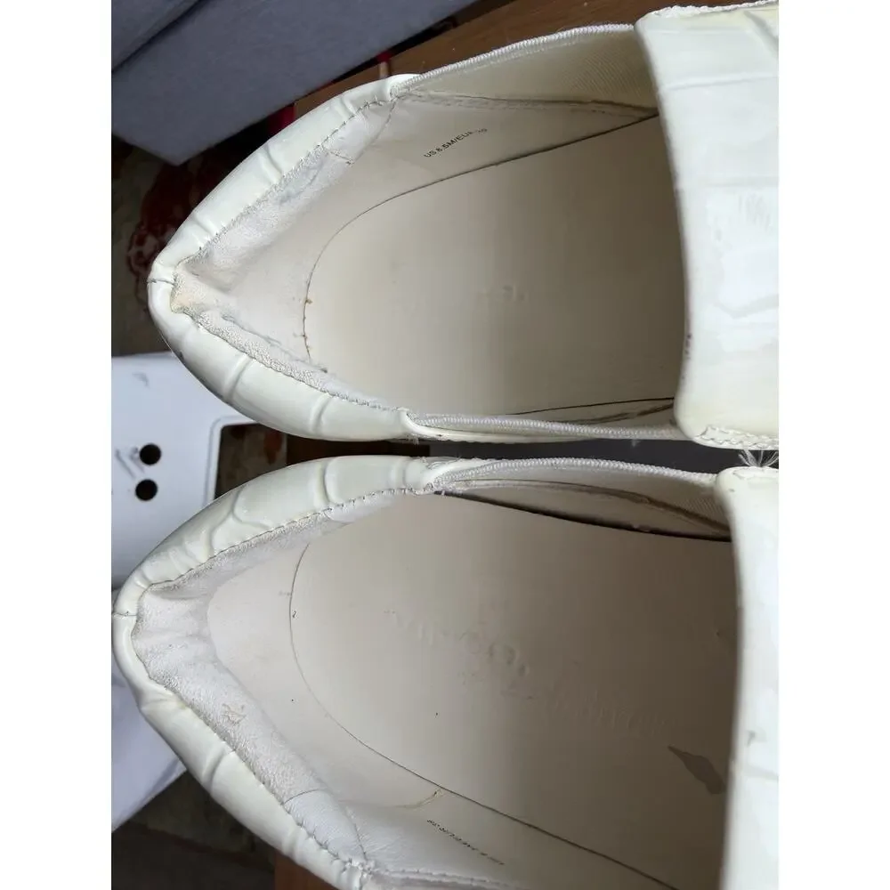 Womens Vince Warren Slip On Crocodile Embossed Ivory White Platform Sneaker 8.5